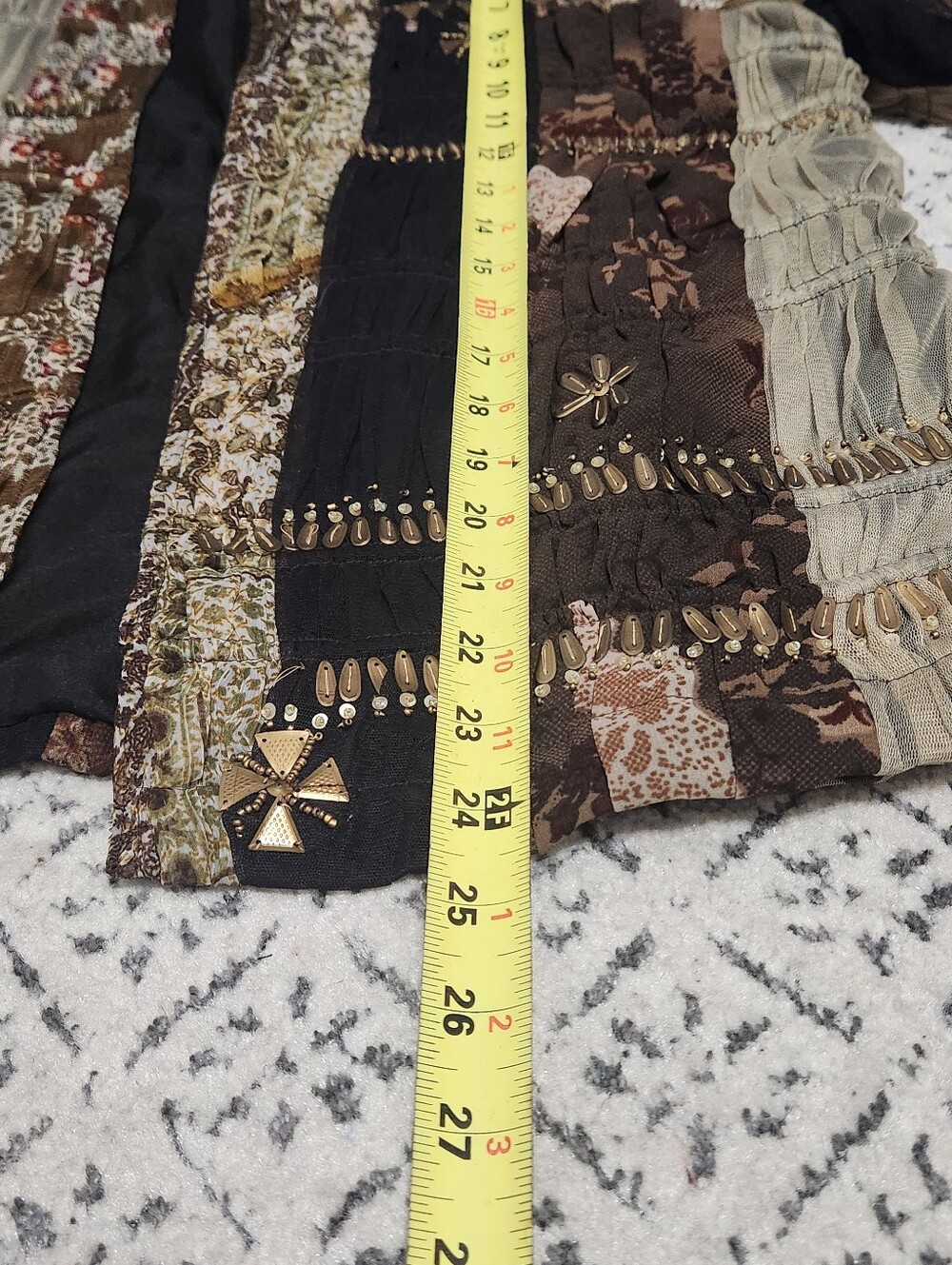 Coldwater Creek Boho Patchwork Embellished Multimedia Jacket Artsy Lagenlook XL - Picture 8 of 10